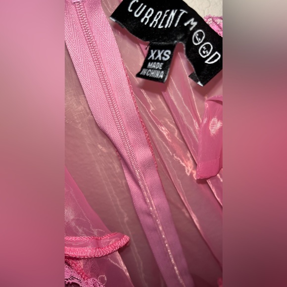 Current Mood Pretty Imperfect Gothic Ruffle Pink Lace Maxi Dress - Picture 6 of 6